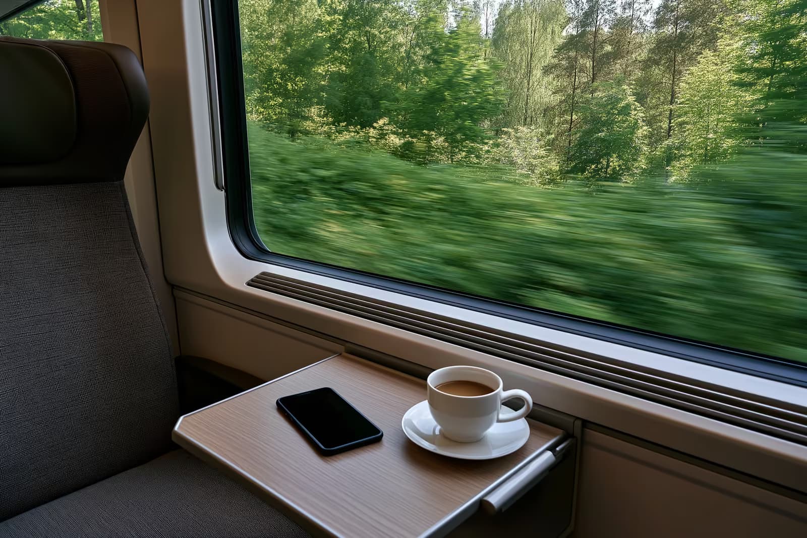 Ātrgaitas Deutsche Bahn ICE vilciens no rīta gaida Vācijas stacijas platformā.