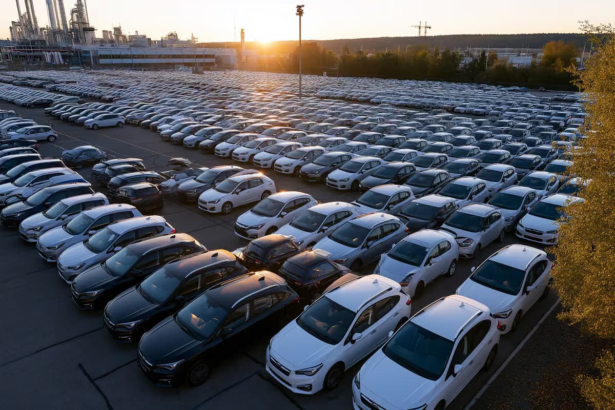 Automašīnas uz Volkswagen ražošanas līnijas Vācijas montāžas rūpnīcā.